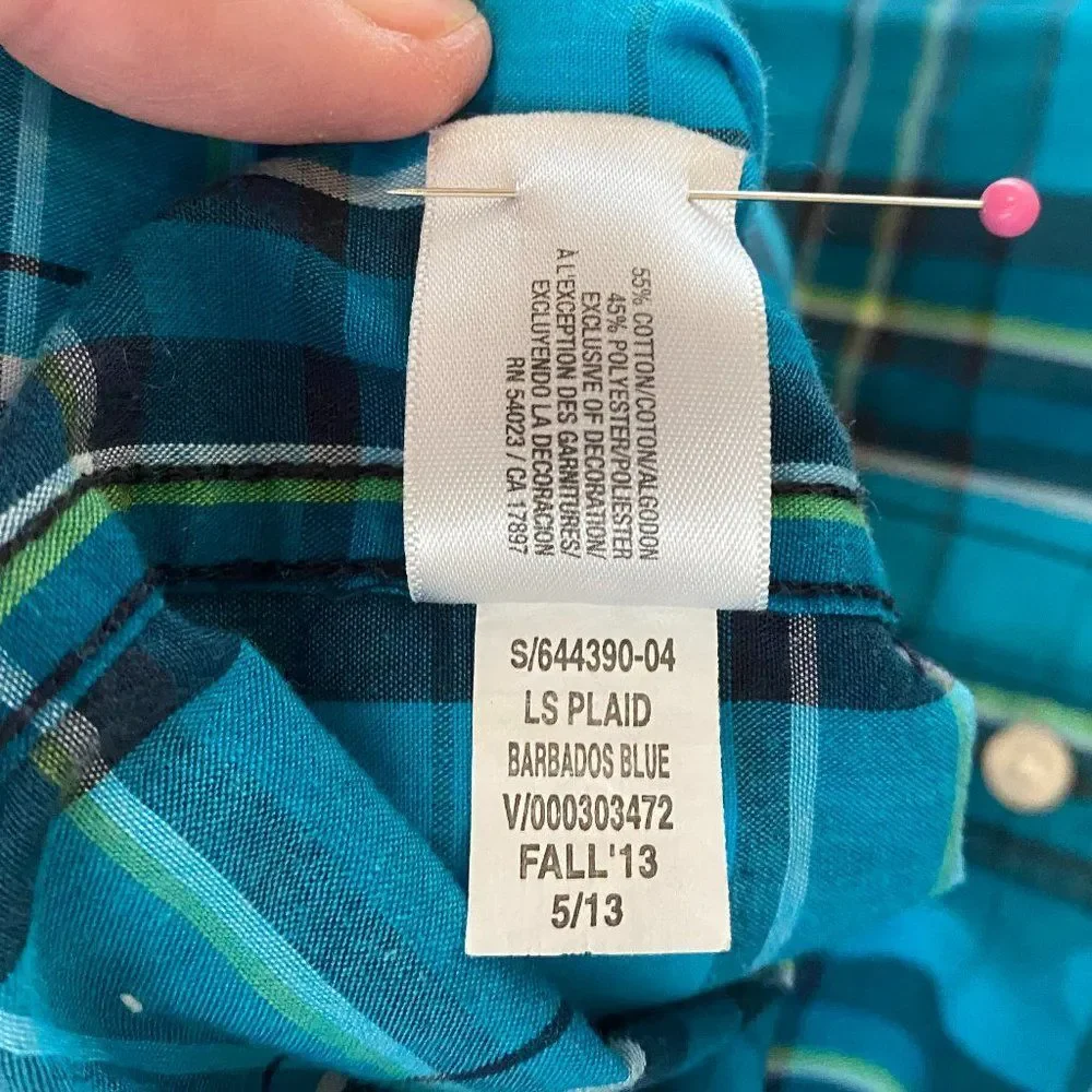 Old Navy Button Down Long Sleeve Collared Checked Boys Shirt Size L